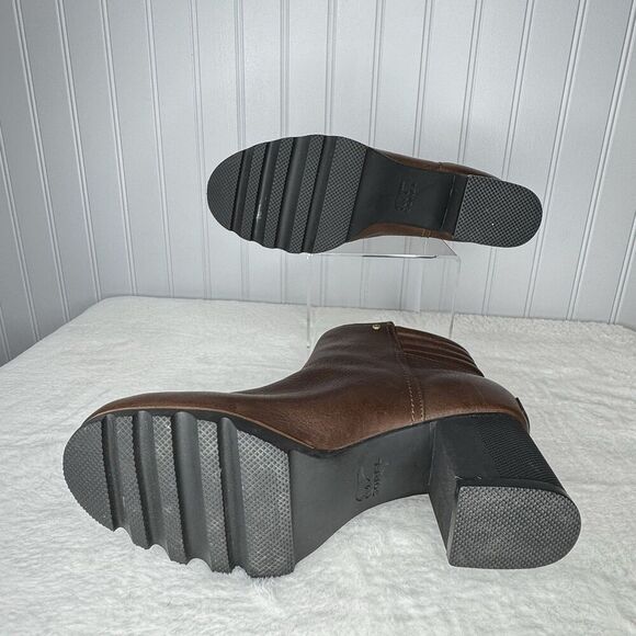 Sorel Sz 10 Womens Danica Boot Waterproof Brown Leather Block Heel Lug Bootie - Picture 10 of 14